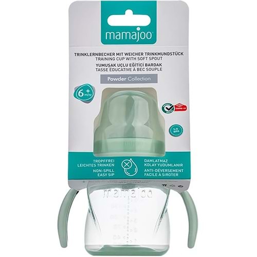 Mamajoo Kulplu Akıtmaz Eğitici Bardak Powder Green & Anti-Kolik Bardak Ucu 160ML