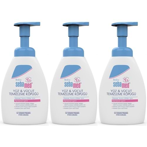 Sebamed Bebek Saç Yüz ve Vücut Köpüğü 400ML (pH 5.5 Yenidoğan Hassas Cilt) (3 Lü Set)