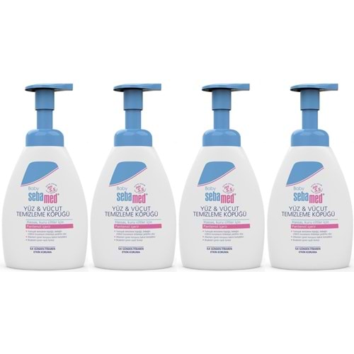 Sebamed Bebek Saç Yüz ve Vücut Köpüğü 400ML (pH 5.5 Yenidoğan Hassas Cilt) (4 Lü Set)