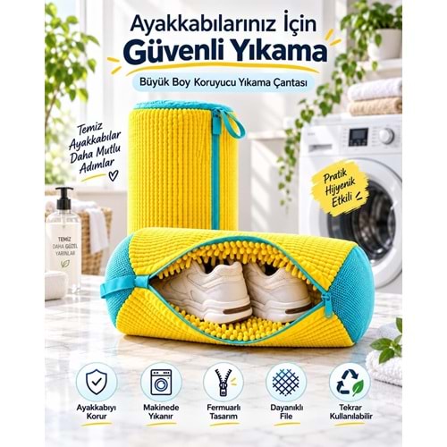 Büyük Boy Ayakkabı Yıkama Çantası Torba File Özel Makarna Kumaş Makinede Deforme Önleyici