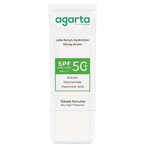 Agarta Leke Karşıtı Aydınlatıcı Spf+50 Faktör Yüz Güneş Kremi 50 ML