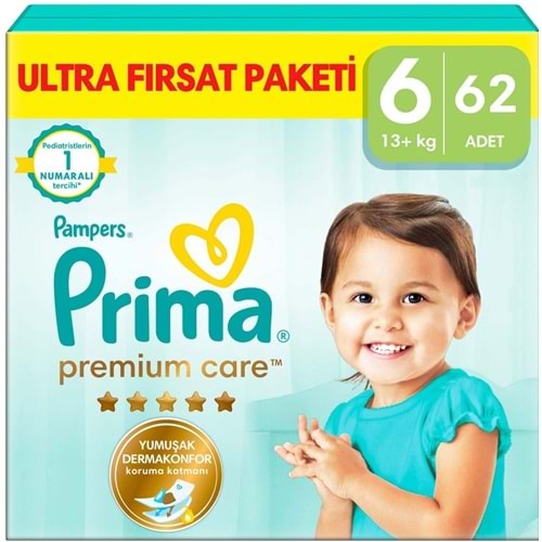 Prima Premium Care Bebek Bezi Beden:6 (13+) Extra Large 62 Adet Ultra Fırsat Pk