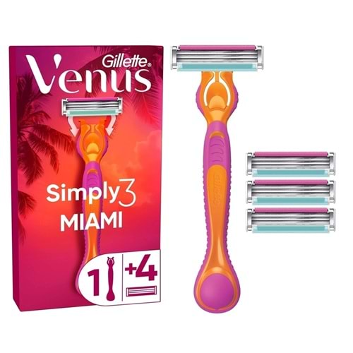 Gillette Venus Gillette Simply 3 Tıraş Makinesi + 3 Yedek Tıraş Bıçağı Kadınlar İçin