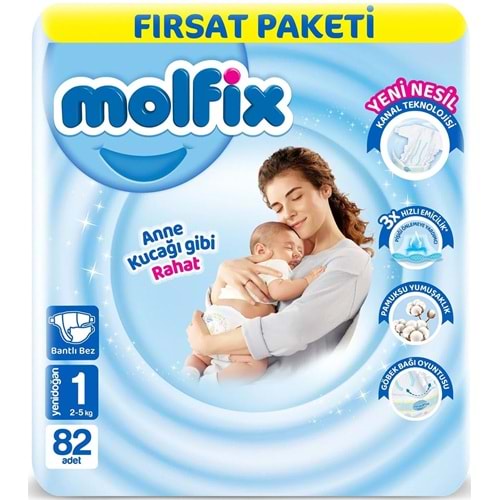 Molfix Bebek Bezi 1 Beden 2-5 KG Yeni Doğan 82 Adet Fırsat Pk