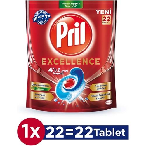 Pril Bulaşık Makinesi Deterjanı Kapsül Tablet Excellence 4 ü 1 Arada 22 Adet