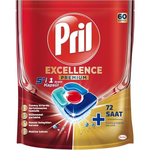 Pril Bulaşık Makinesi Deterjanı Kapsül Tablet Excellence Premium 5 i 1 Arada 60 Adet