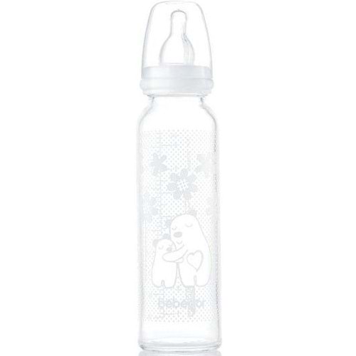 Bebedor Isıya Direnç/Dayanıklı Cam Biberon 250ML (Kod:41302) - Beyaz