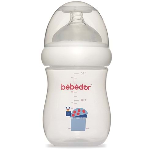 Bebedor Desenli Geniş Ağızlı PP Biberon 180ML (Kod:97322) - Mavi