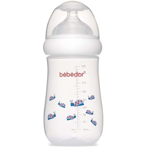 Bebedor Desenli Geniş Ağızlı PP Biberon 260ML (Kod:98322) - Mavi
