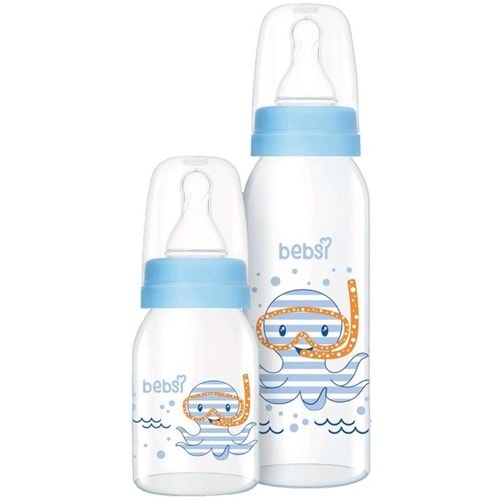 Bebsi Cam Biberon Seti (250ml+125ml) - Mavi