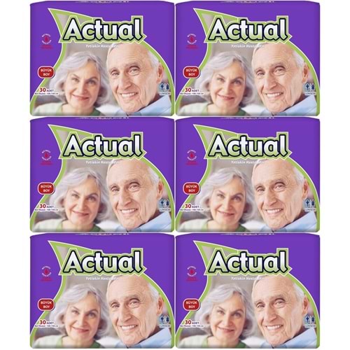 Actual Yetişkin Hasta Bezi Bel Bantlı L - Large - Büyük 180 Adet (6PK*30)