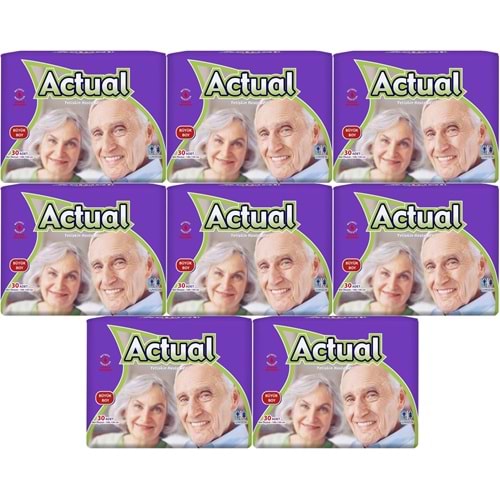 Actual Yetişkin Hasta Bezi Bel Bantlı L - Large - Büyük 240 Adet (8PK*30)