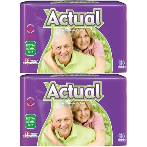 Actual Yetişkin Hasta Bezi Bel Bantlı XL - Ekstra Büyük - Extra Large 60 Adet (2PK*30)