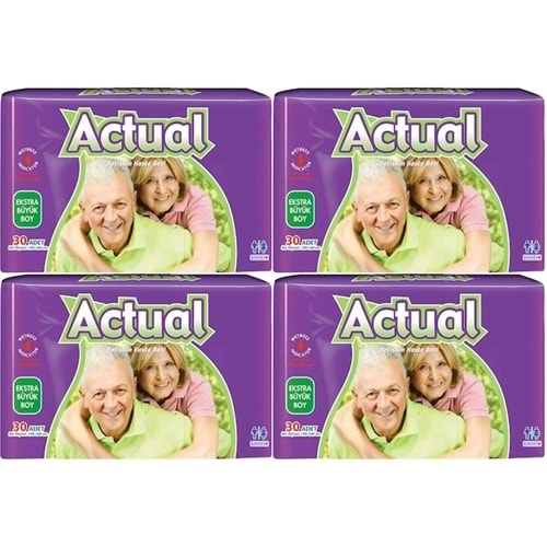 Actual Yetişkin Hasta Bezi Bel Bantlı XL - Ekstra Büyük - Extra Large 120 Adet (4PK*30)