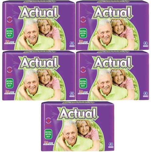 Actual Yetişkin Hasta Bezi Bel Bantlı XL - Ekstra Büyük - Extra Large 150 Adet (5PK*30)
