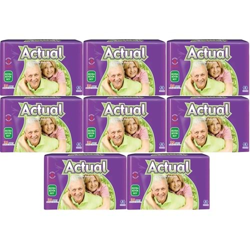 Actual Yetişkin Hasta Bezi Bel Bantlı XL - Ekstra Büyük - Extra Large 240 Adet (8PK*30)