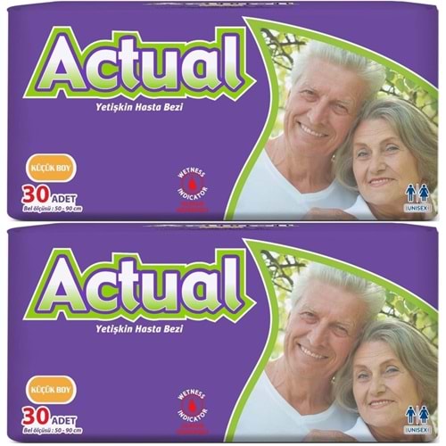 Actual Yetişkin Hasta Bezi Bel Bantlı S - Small - Küçük 60 Adet (2PK*30)