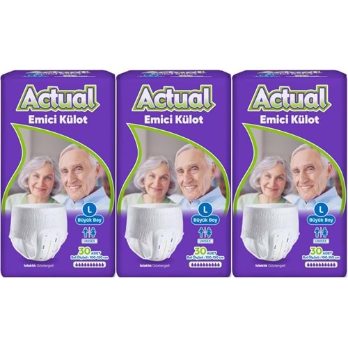 Actual Emici Külot Yetişkin Bezi L - Large - Büyük (Islaklık Göstergeli) 90 Adet