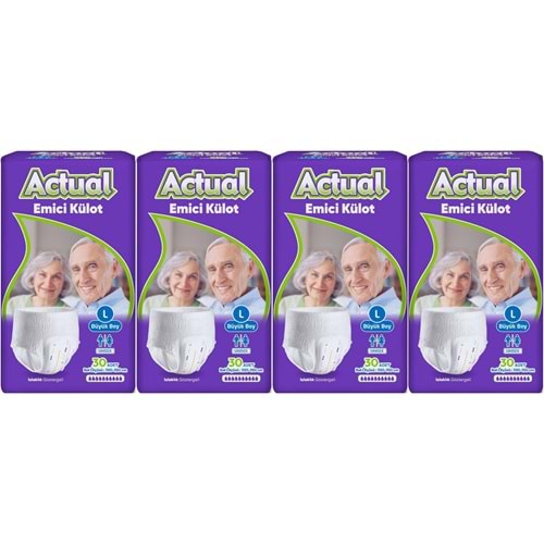 Actual Emici Külot Yetişkin Bezi L - Large - Büyük (Islaklık Göstergeli) 120 Adet