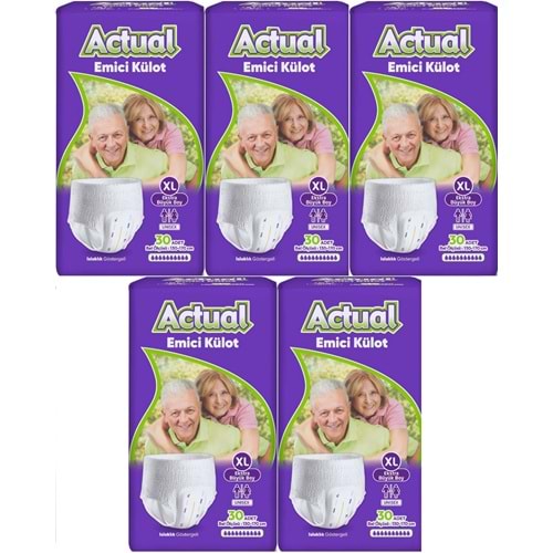 Actual Emici Külot Yetişkin Bezi XL - Extra Large - Ekstra Büyük (Islaklık Göstergeli) 150 Adet