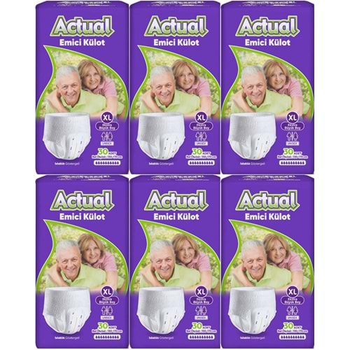 Actual Emici Külot Yetişkin Bezi XL - Extra Large - Ekstra Büyük (Islaklık Göstergeli) 180 Adet