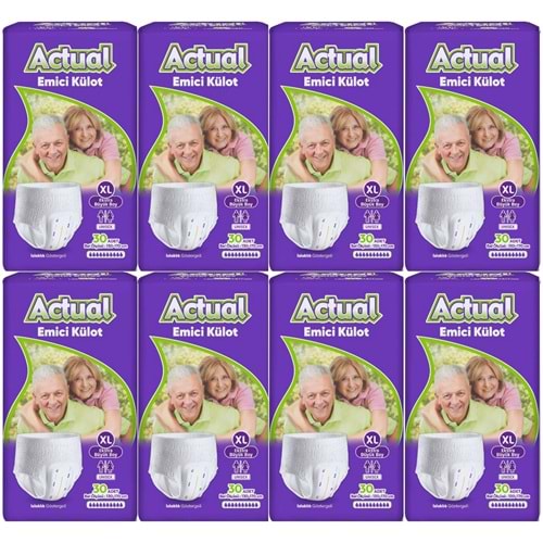 Actual Emici Külot Yetişkin Bezi XL - Extra Large - Ekstra Büyük (Islaklık Göstergeli) 240 Adet