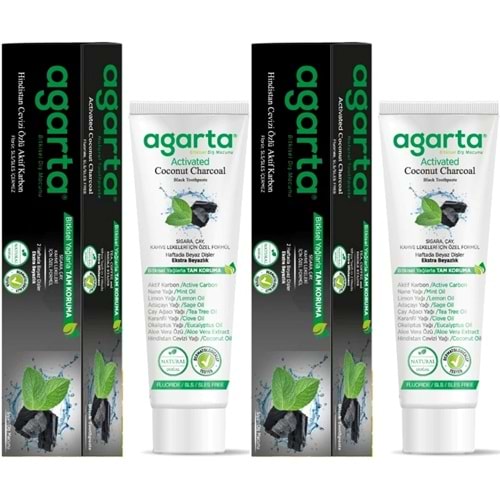 Agarta Doğal Diş Macunu 100ML Aktif Karbonlu (2 Li Set)
