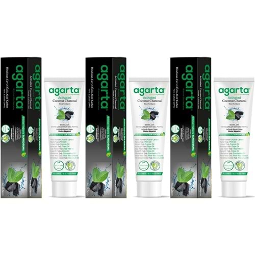 Agarta Doğal Diş Macunu 100ML Aktif Karbonlu (3 Lü Set)