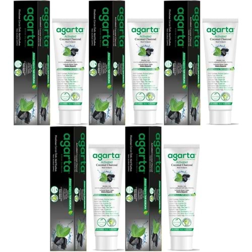 Agarta Doğal Diş Macunu 100ML Aktif Karbonlu (5 Li Set)