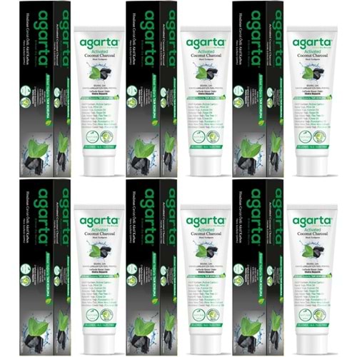 Agarta Doğal Diş Macunu 100ML Aktif Karbonlu (6 Lı Set)