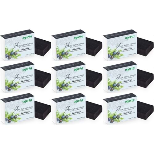 Agarta El Yapımı Doğal Sabun 150GR Ardıç Katranı (9 Lu Set)