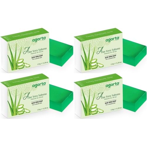 Agarta El Yapımı Doğal Sabun 150GR Aloe Vera (4 Lü Set)