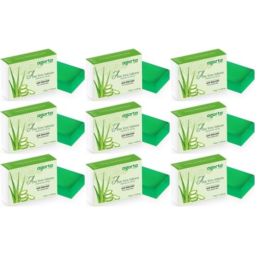 Agarta El Yapımı Doğal Sabun 150GR Aloe Vera (9 Lu Set)