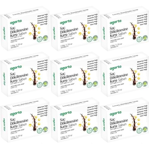 Agarta El Yapımı Doğal Sabun 150GR Saç Dökülmesine Karşı (9 Lu Set)