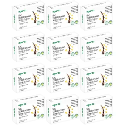 Agarta El Yapımı Doğal Sabun 150GR Saç Dökülmesine Karşı (12 Li Set)
