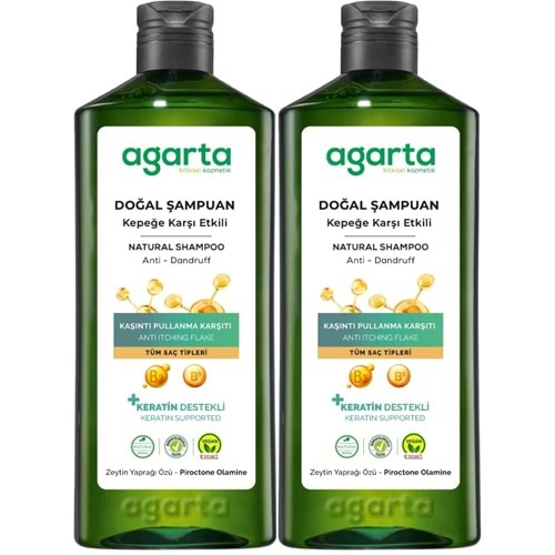 Agarta Doğal Şampuan 400 ML Kepek Karşı Etkili - Kaşıntı Pullanma Karşıtı (2 Li Set)