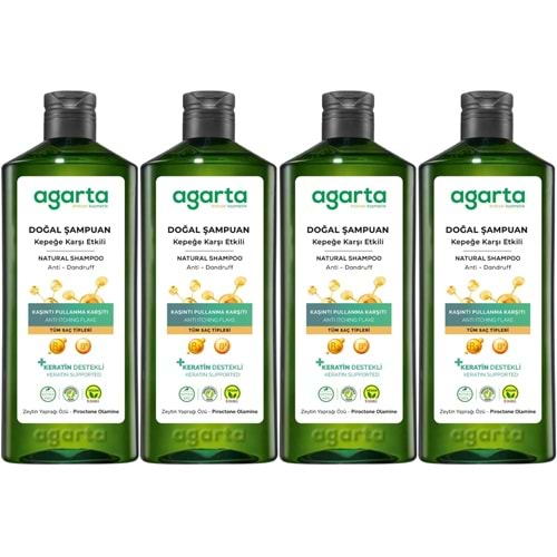 Agarta Doğal Şampuan 400 ML Kepek Karşı Etkili - Kaşıntı Pullanma Karşıtı (4 Lü Set)