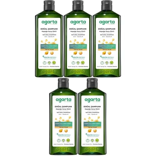 Agarta Doğal Şampuan 400 ML Kepek Karşı Etkili - Kaşıntı Pullanma Karşıtı (5 Li Set)