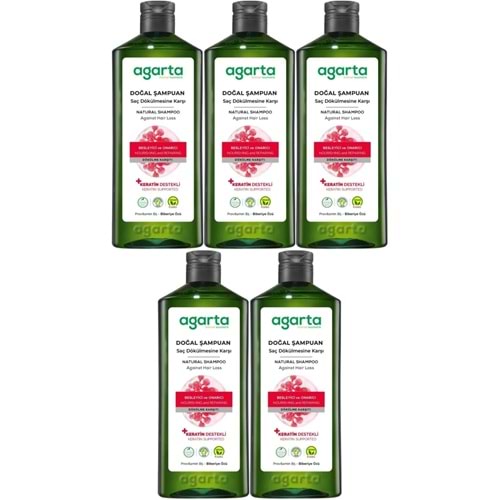 Agarta Doğal Şampuan 400 ML Saç Dökülmesine Karşı Çözüm (5 Li Set)