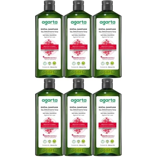 Agarta Doğal Şampuan 400 ML Saç Dökülmesine Karşı Çözüm (6 Lı Set)