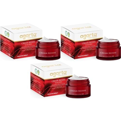 Agarta Doğal Yaşlanma Karşıtı Reishi Kremi 50 ML (Kırışıklık - Dolgunlaştırıcı) (3 Lü Set)