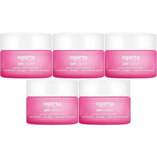 Agarta Doğal Nemlendirici Su Bazlı Gündüz Kremi 50 ML (5 Li Set)