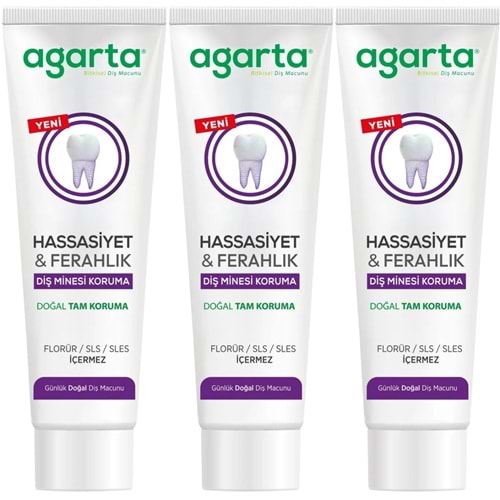 Agarta Doğal Tam koruma Diş Macunu 90 ML Hassasiyet & Ferahlık (3 Lü Set)