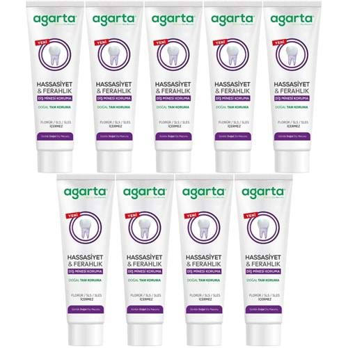 Agarta Doğal Tam koruma Diş Macunu 90 ML Hassasiyet & Ferahlık (9 Lu Set)