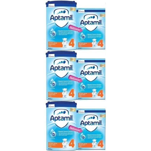 Nutrıcıa Aptamil 800GR+250GR:1050GR Devam Sütü No:4 (1 Yaş ve Üzeri) Avantaj Pk (3 Lü Set)
