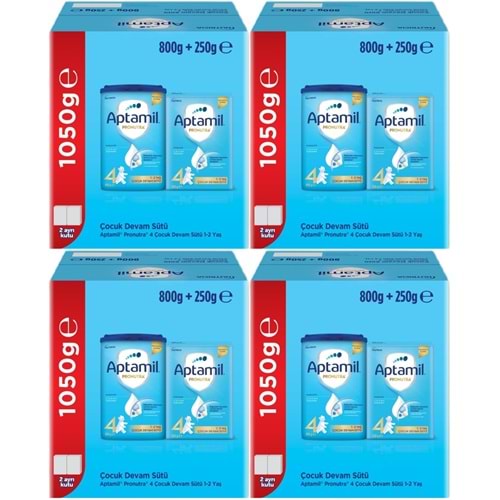 Nutrıcıa Aptamil Pronutra 800GR+250GR Toplam: 1050GR Devam Sütü No:4 (1 Yaş ve Üzeri) (4 Lü Set)