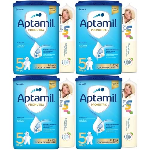 Nutrıcıa Aptamil Pronutra 800GR Devam Sütü No:5 (2-3 Yaş) + Islak Mendil Hediye (4 Lü Set)