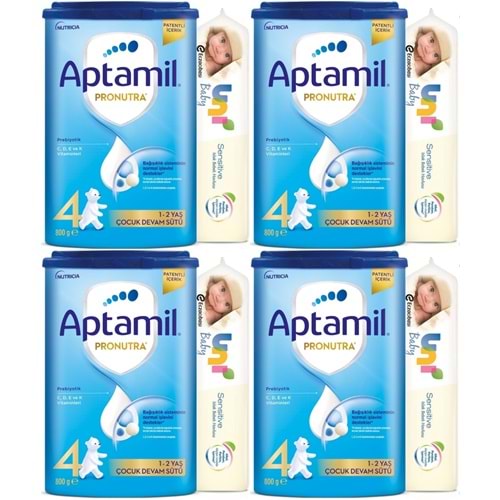 Nutrıcıa Aptamil Pronutra 800GR Devam Sütü No:4 (1-2 Yaş) + Islak Mendil Hediye (4 Lü Set)