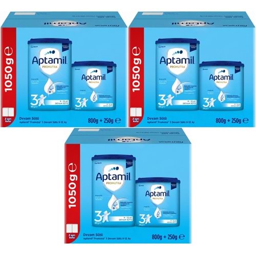 Nutrıcıa Aptamil Pronutra 1050GR (800+250GR) Devam Sütü No:3 (9-12 Ay) Avantaj Pk (3 Lü Set)