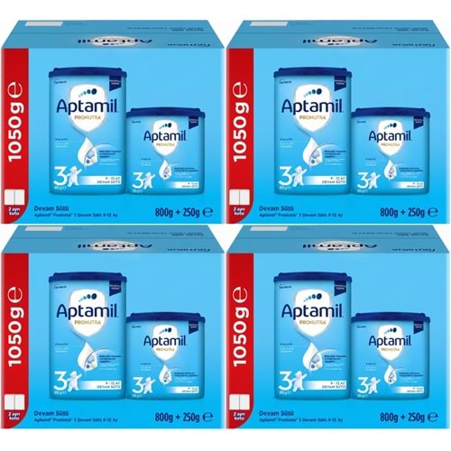 Nutrıcıa Aptamil Pronutra 1050GR (800+250GR) Devam Sütü No:3 (9-12 Ay) Avantaj Pk (4 Lü Set)